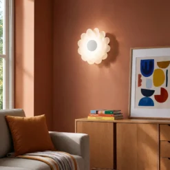 Aplique de pared LED Lucande «Bloem», Ø 40 cm, blanco, atenuable en 3 niveles