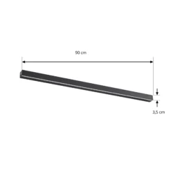 Aplique de pared LED Lucande Kinsley, 90 cm, negro, atenuable, CCT