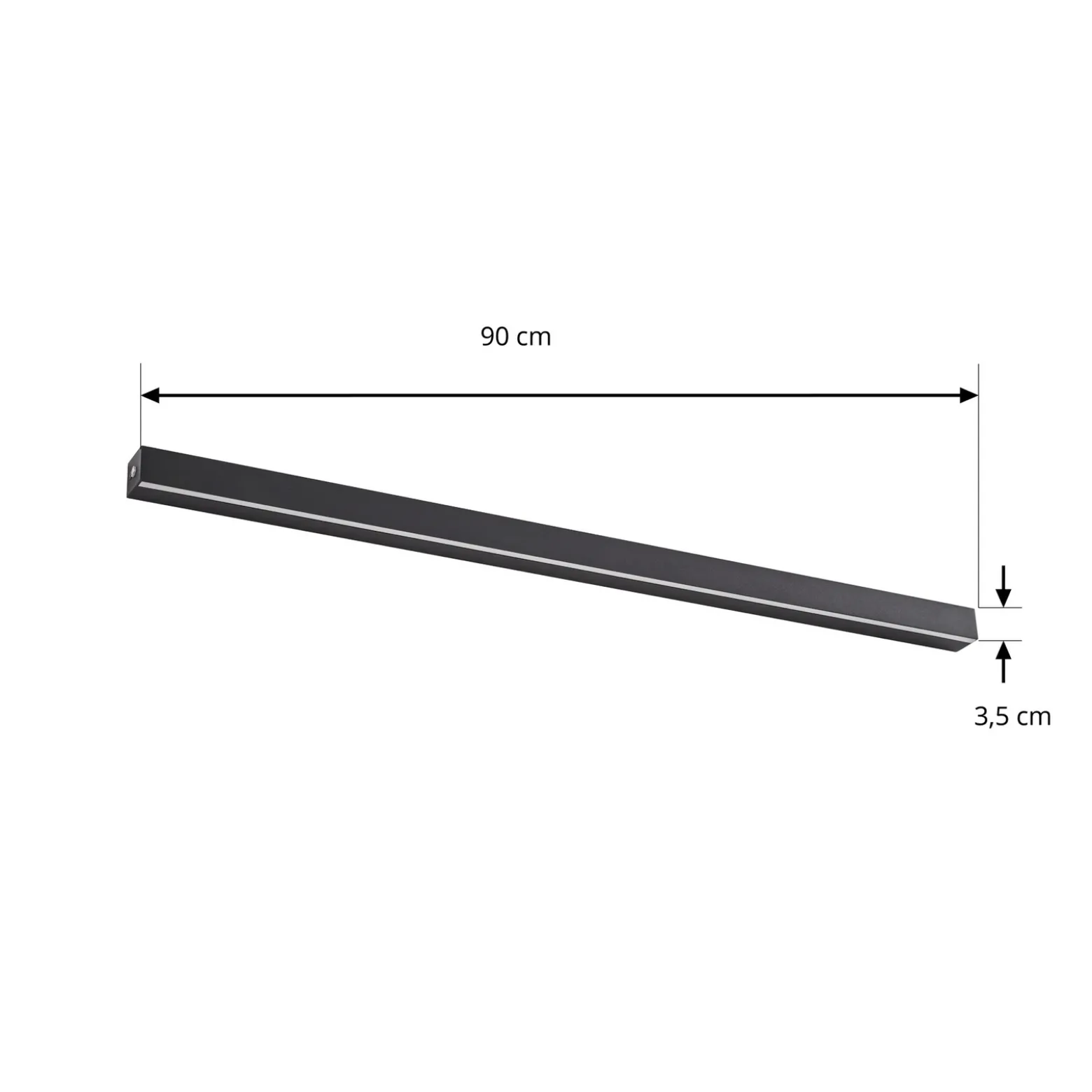 Aplique de pared LED Lucande Kinsley, 90 cm, negro, atenuable, CCT