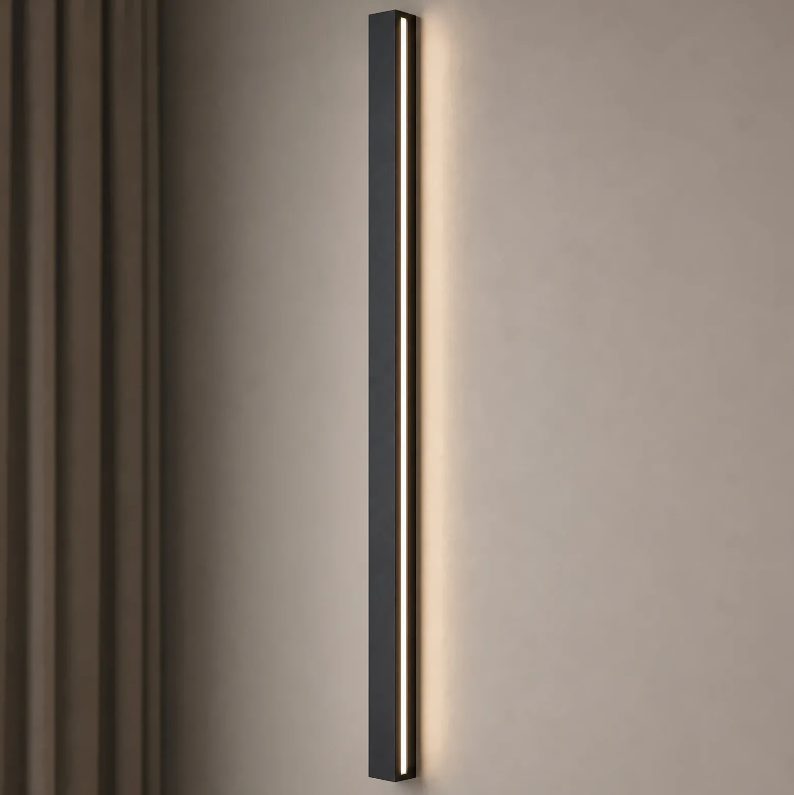 Aplique de pared LED Lucande Kinsley, 90 cm, negro, atenuable, CCT