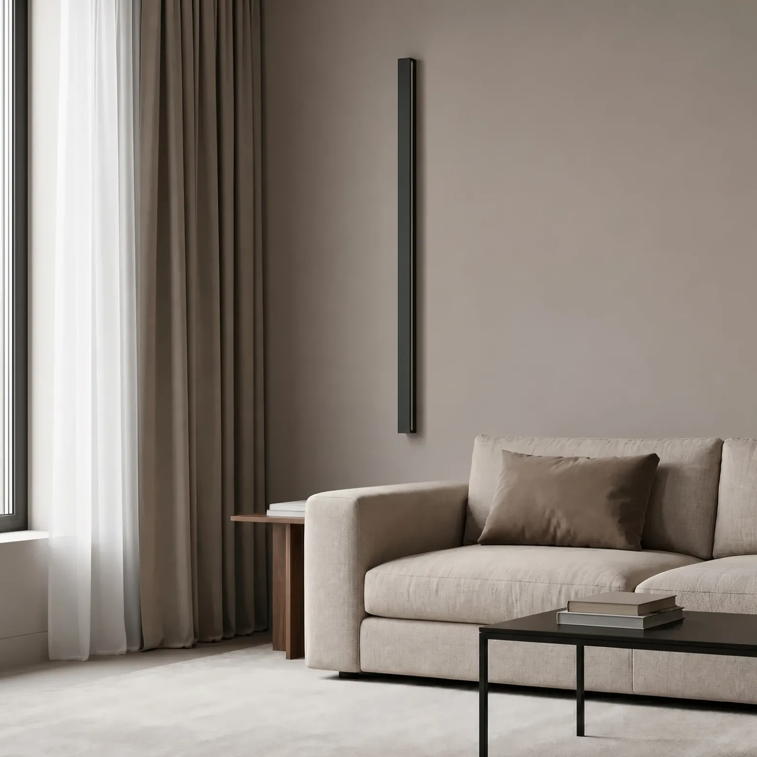 Aplique de pared LED Lucande Kinsley, 90 cm, negro, atenuable, CCT