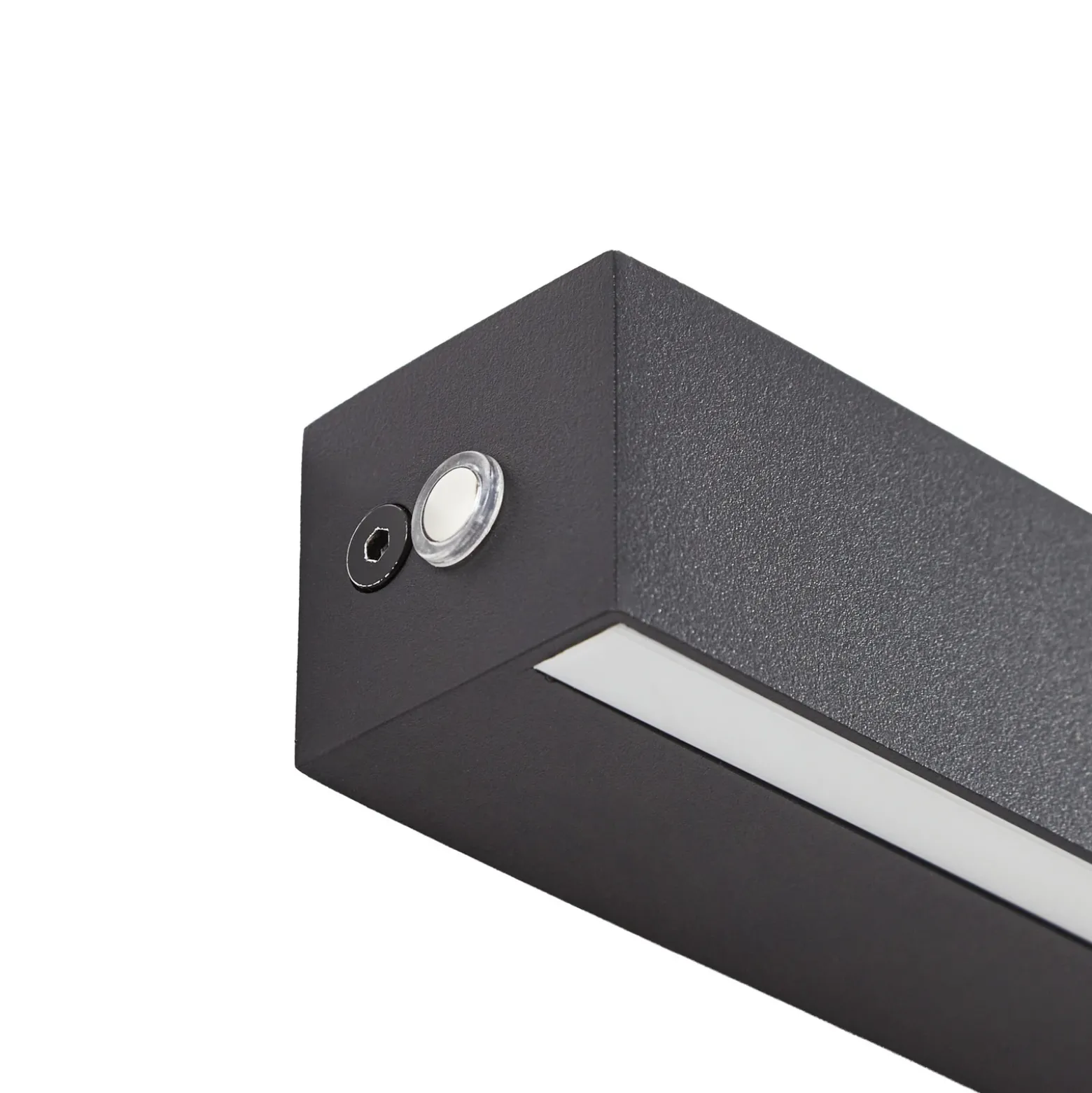 Aplique de pared LED Lucande Kinsley, 90 cm, negro, atenuable, CCT