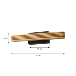 Aplique de pared LED Lucande Lieske, 40 cm, madera, negro