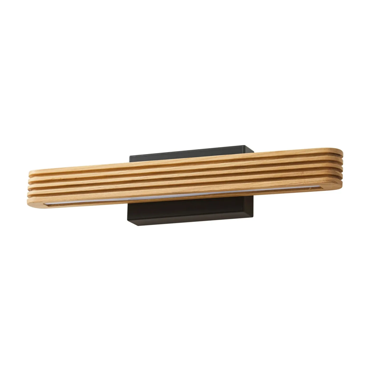 Aplique de pared LED Lucande Lieske, 40 cm, madera, negro