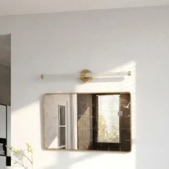 Aplique de pared LED Lucande Melisa, dorado, 90 cm, CCT, IP44