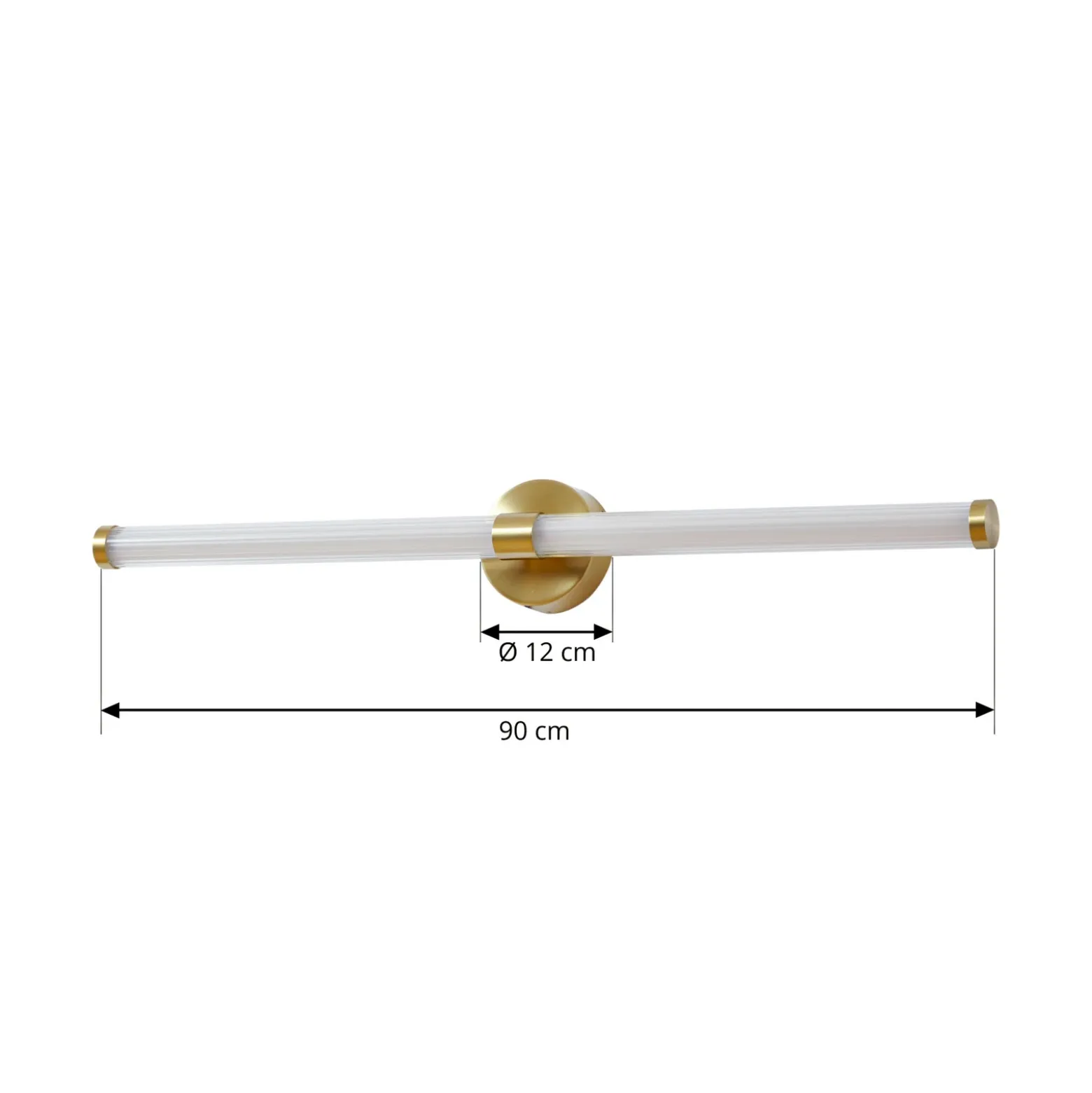 Aplique de pared LED Lucande Melisa, dorado, 90 cm, CCT, IP44