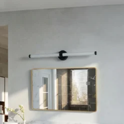 Aplique de pared LED Lucande Melisa, negro, 90 cm, CCT, IP44