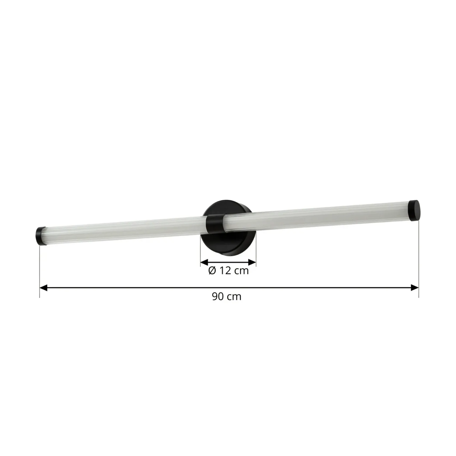 Aplique de pared LED Lucande Melisa, negro, 90 cm, CCT, IP44