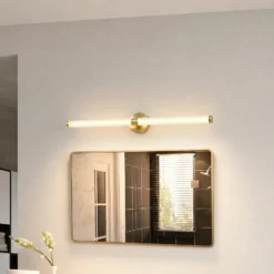 Aplique de pared LED Lucande Melisa, dorado, 90 cm, CCT, IP44