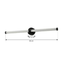 Aplique de pared LED Lucande Melisa, negro, 90 cm, CCT, IP44
