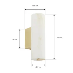 Aplique de pared LED Lucande Tavira, alabastro, luz hacia arriba/hacia abajo