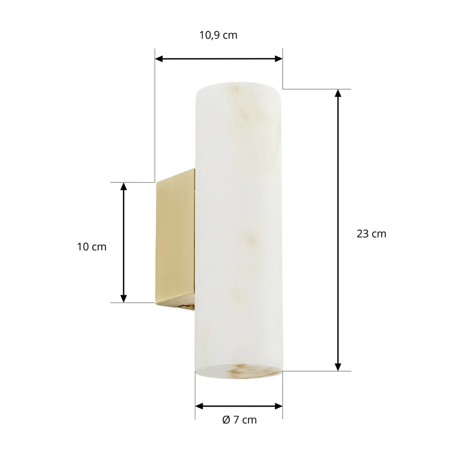 Aplique de pared LED Lucande Tavira, alabastro, luz hacia arriba/hacia abajo