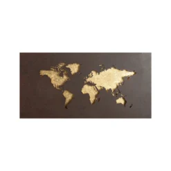 Aplique de pared LED Lucande World, óxido/oro, 60 cm x 30 cm