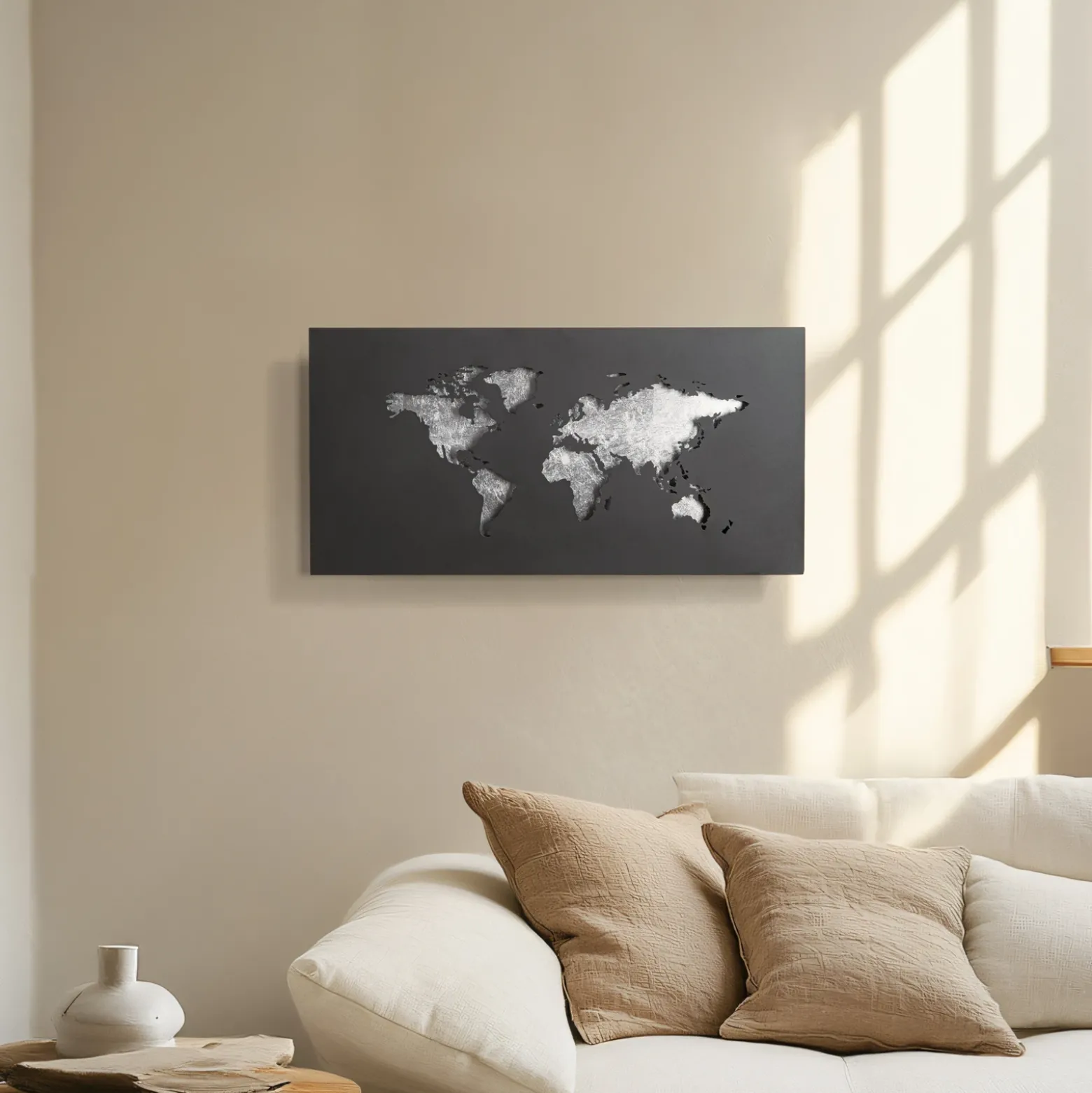 Aplique de pared LED Lucande World, antracita/plata, 60 cm x 30 cm