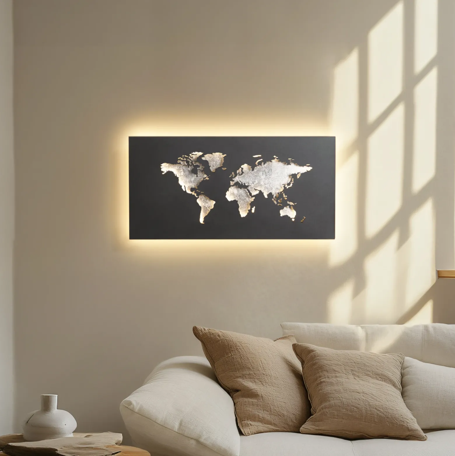 Aplique de pared LED Lucande World, antracita/plata, 60 cm x 30 cm