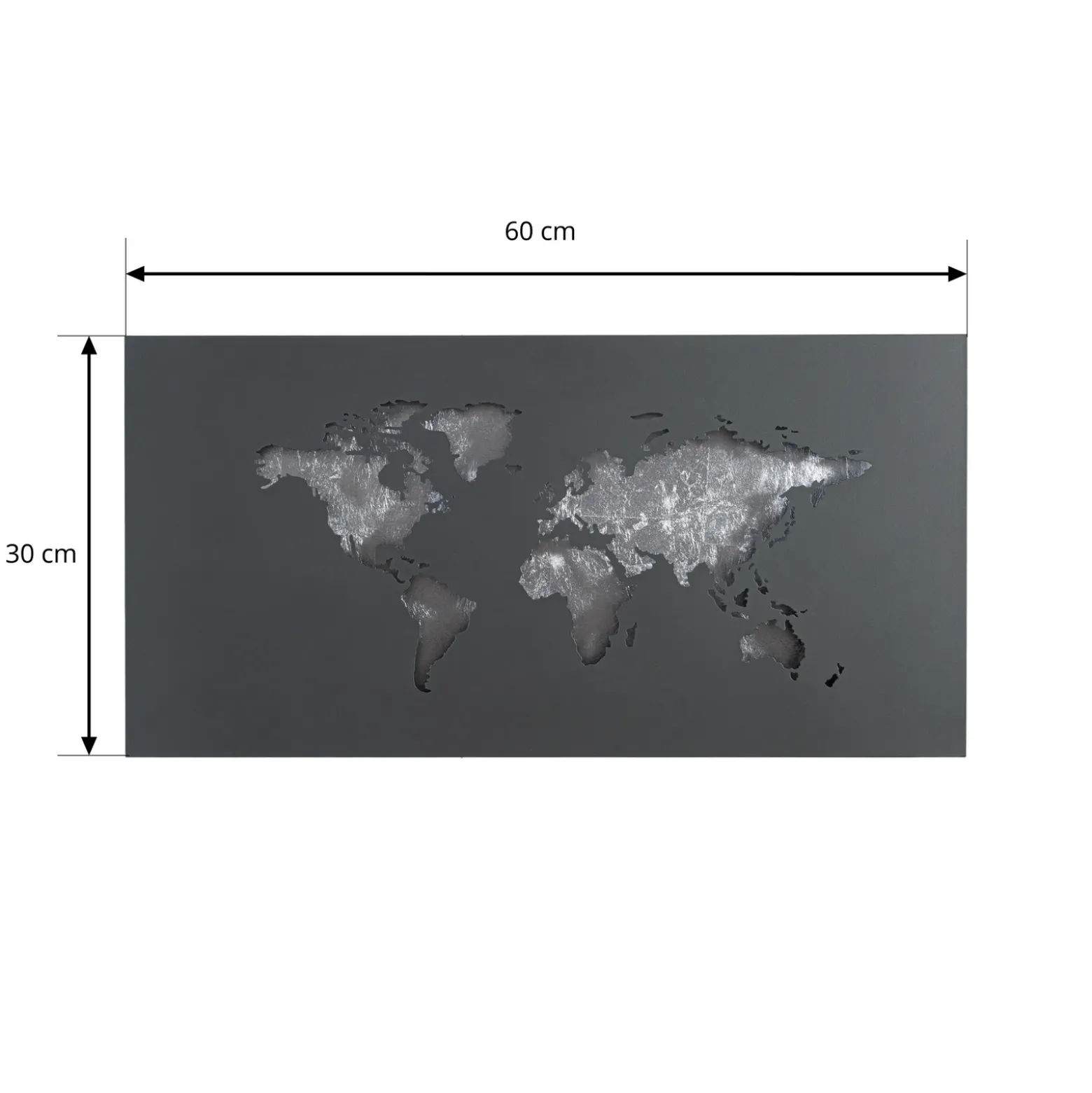 Aplique de pared LED Lucande World, antracita/plata, 60 cm x 30 cm