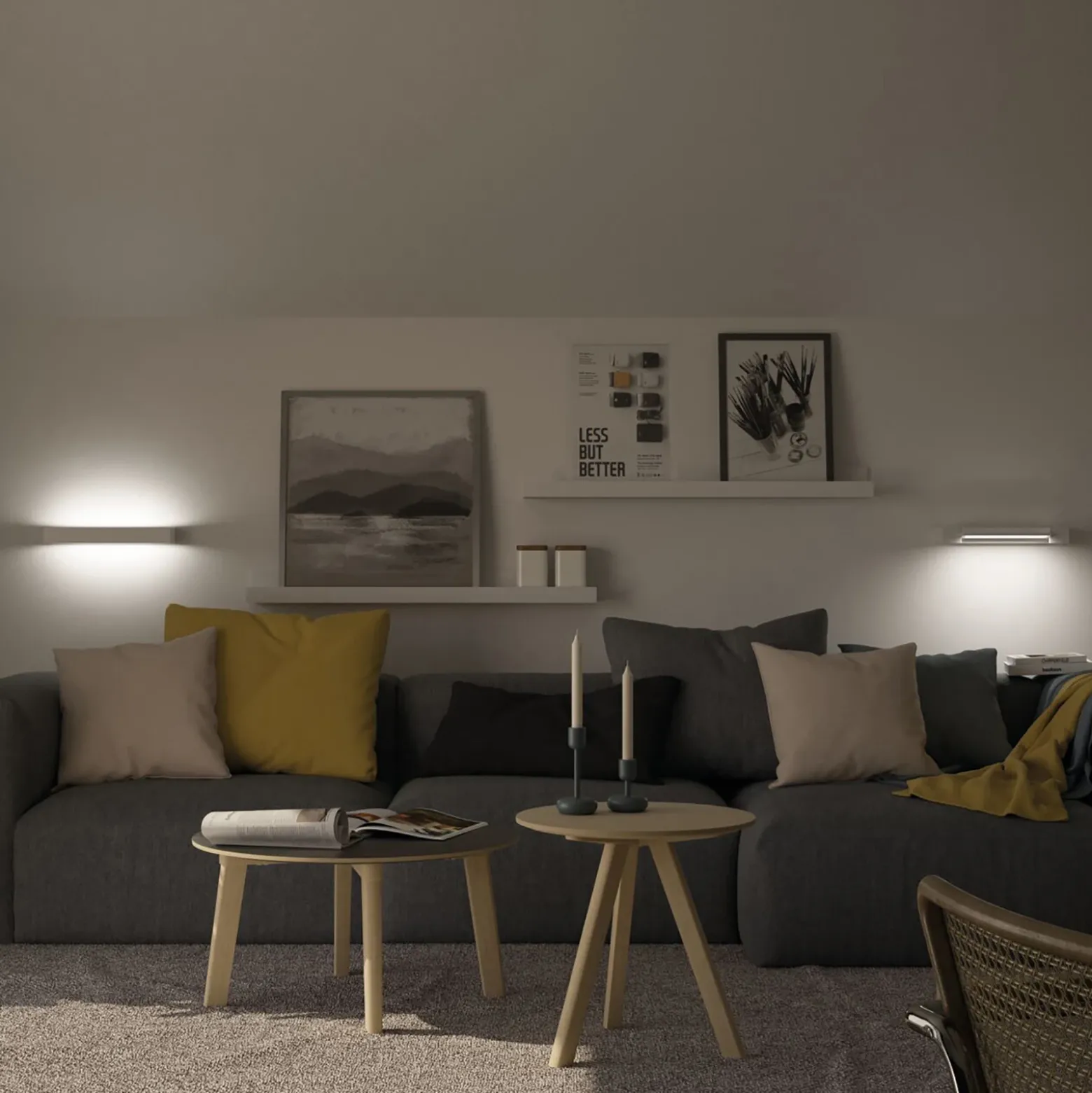 Aplique de pared LED Lucille de Paulmann, blanco, 40 cm, atenuable, IP44