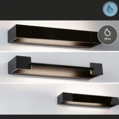 Aplique de pared LED Lucille de Paulmann, negro, 40 cm, IP44, atenuable