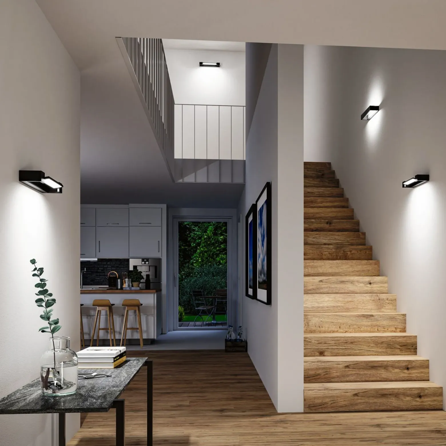 Aplique de pared LED Lucille de Paulmann, negro, 40 cm, IP44, atenuable