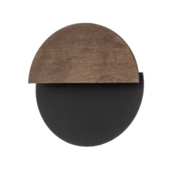 Aplique de pared LED Luna S, negro/wengué, acero, madera, 3.000 K