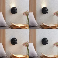 Aplique de pared LED Magya, negro, 2 luces, redondo, de Lucande