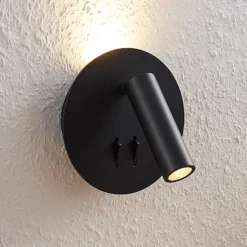 Aplique de pared LED Magya, negro, 2 luces, redondo, de Lucande