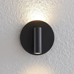 Aplique de pared LED Magya, negro, 2 luces, redondo, de Lucande
