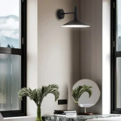 Aplique de pared LED Marsi, negra, Ø 25 cm, metal
