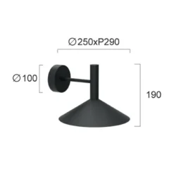 Aplique de pared LED Marsi, negra, Ø 25 cm, metal