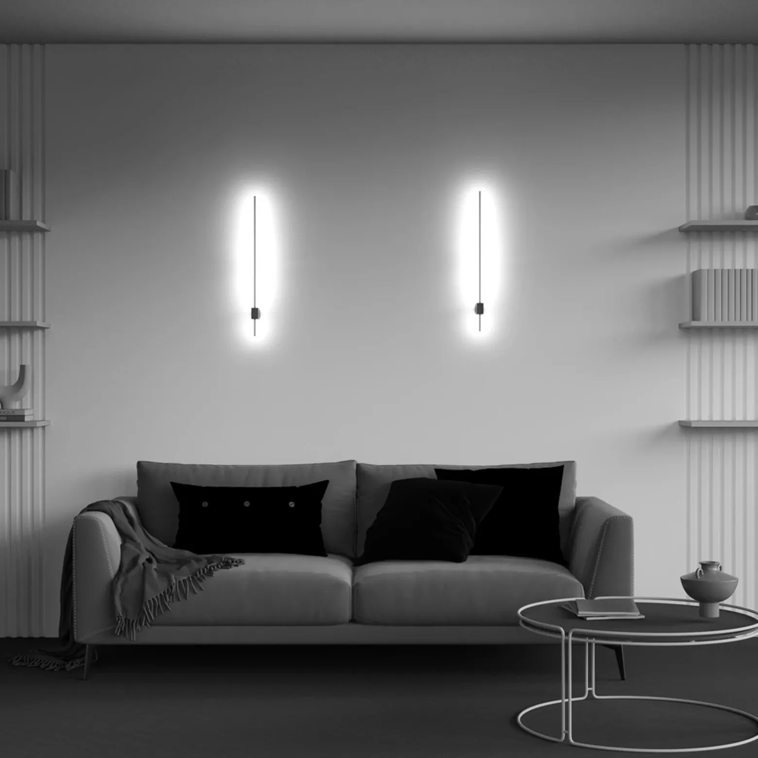 Aplique de pared LED Maytoni Pars, 62,3 cm, negro/oro, aluminio