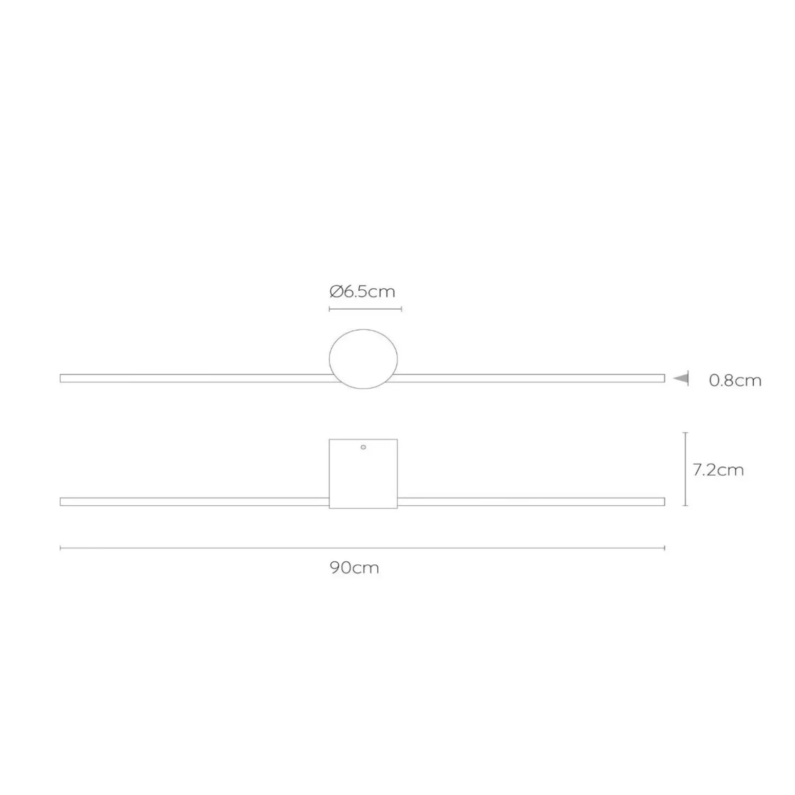 Aplique de pared LED Mizar, 90 cm, negro, IP44