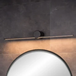 Aplique de pared LED Mizar, 60 cm, negro, IP44
