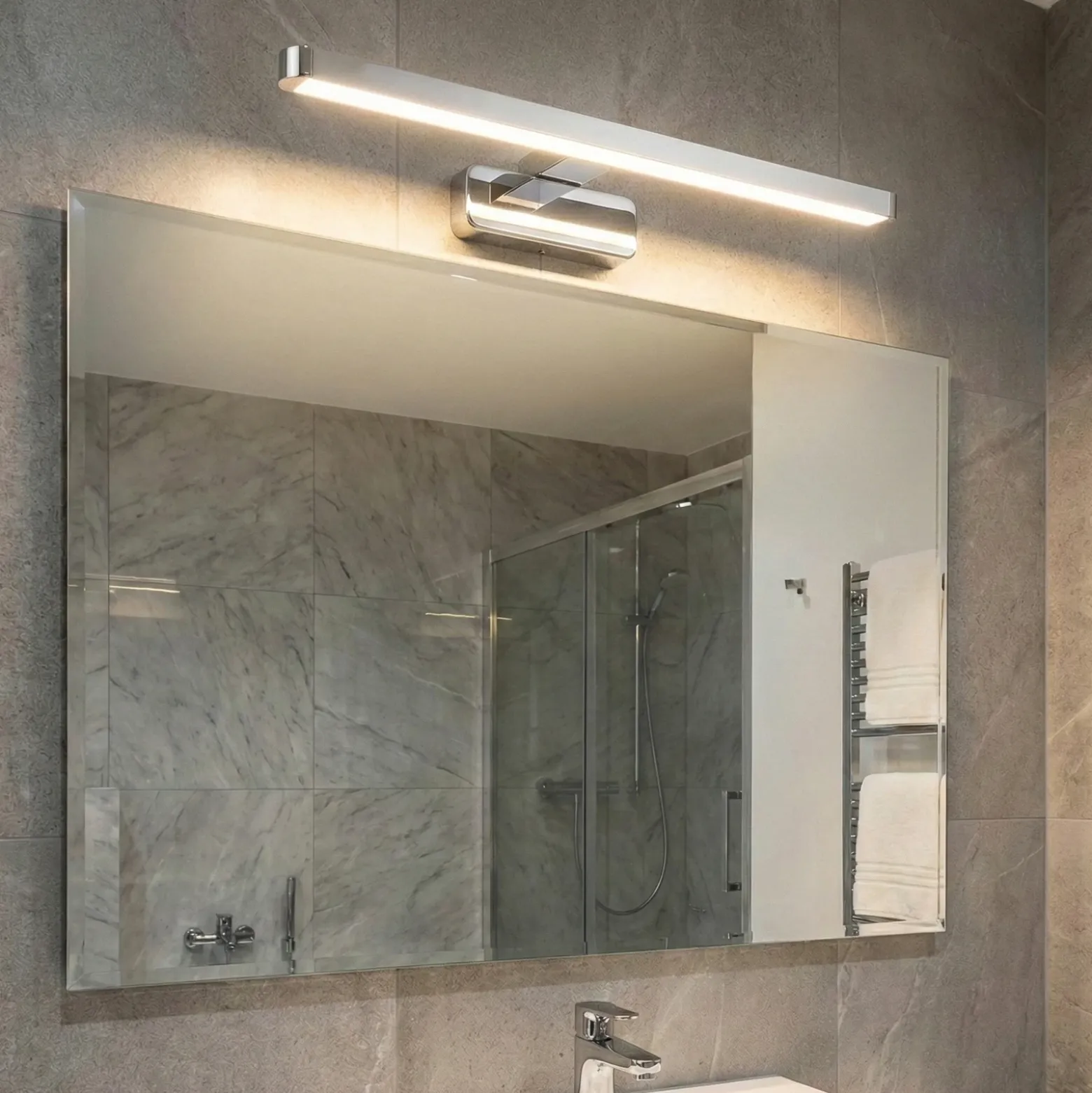 Aplique de pared LED ORBIS DISC BAR de OSRAM, cromada, 40 cm, IP44, CCT