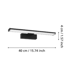 Aplique de pared LED Pandella 1, longitud 40 cm, negro, aluminio