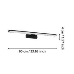 Aplique de pared LED Pandella 1, longitud 60 cm, negro, aluminio