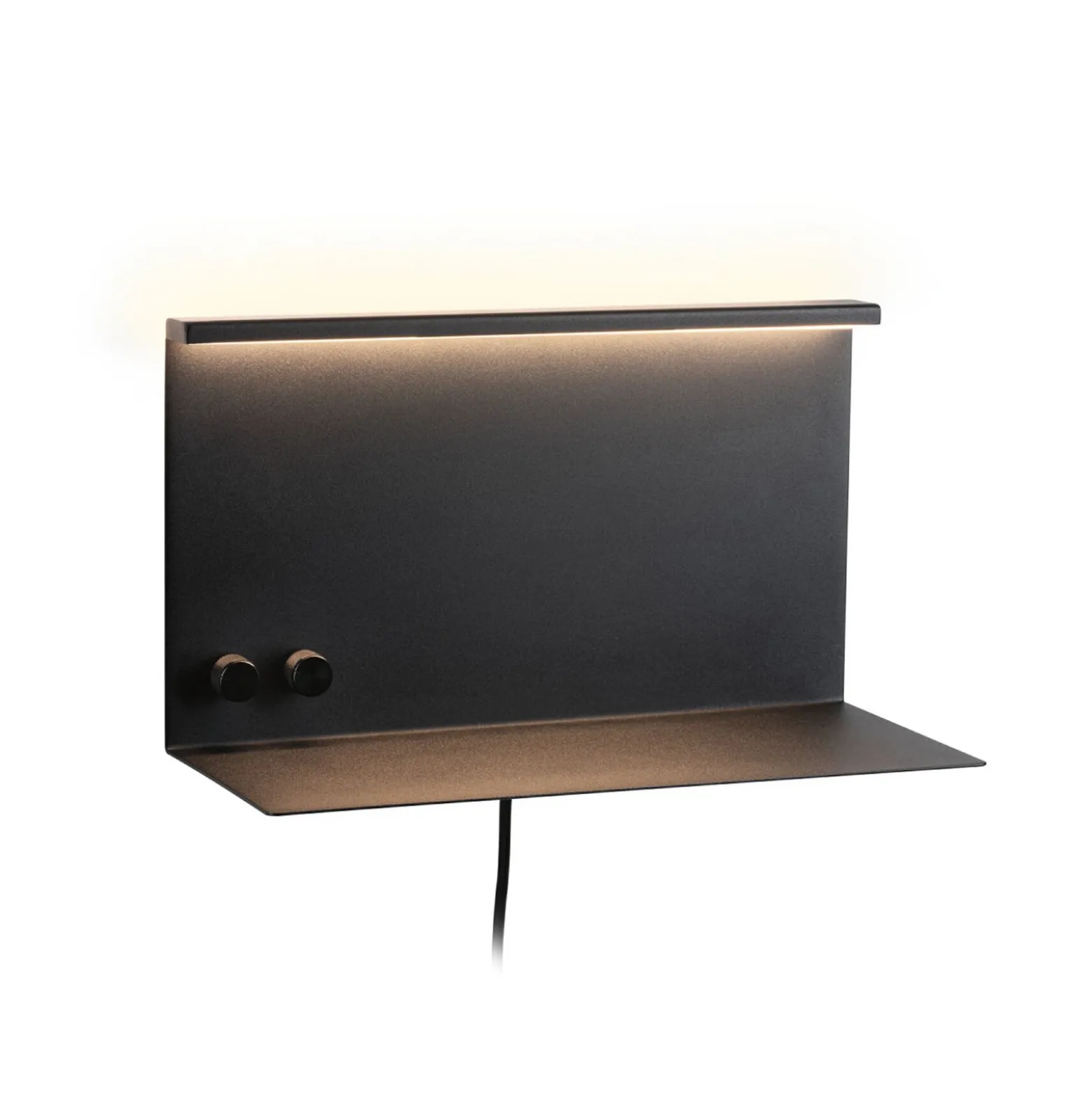 Aplique de pared LED Paulmann Jarina negra, 35 cm, bandeja, puerto USB
