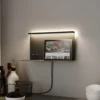 Aplique de pared LED Paulmann Jarina negra, 35 cm, bandeja, puerto USB
