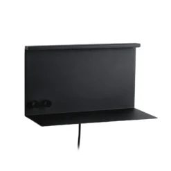 Aplique de pared LED Paulmann Jarina negra, 35 cm, bandeja, puerto USB
