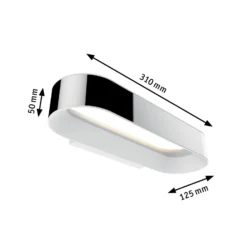 Aplique de pared LED Paulmann Agena, cromado, 31 cm, IP44, atenuable