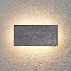 Aplique de pared LED Peetu de Lindby, 22 cm de largo, pizarra, atenuable