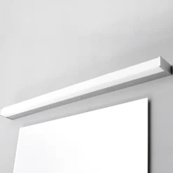Aplique de pared LED Philippa de Lindby, angular, 89 cm, cromado, IP44