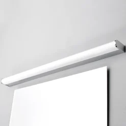 Aplique de pared LED Philippa de Lindby, redondeado, 88 cm, cromado, IP44