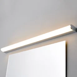 Aplique de pared LED Philippa de Lindby, redondeado, 88 cm, cromado, IP44
