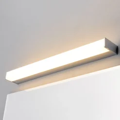 Aplique de pared LED Philippa de Lindby, angular, 59 cm, cromado, IP44