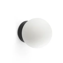 Aplique de pared LED Ping, negro/opal, cristal, aluminio, Ø 10 cm