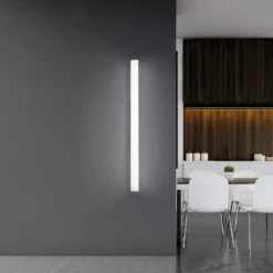 Aplique de pared LED Pirgos, 100 cm de ancho, blanco, plástico
