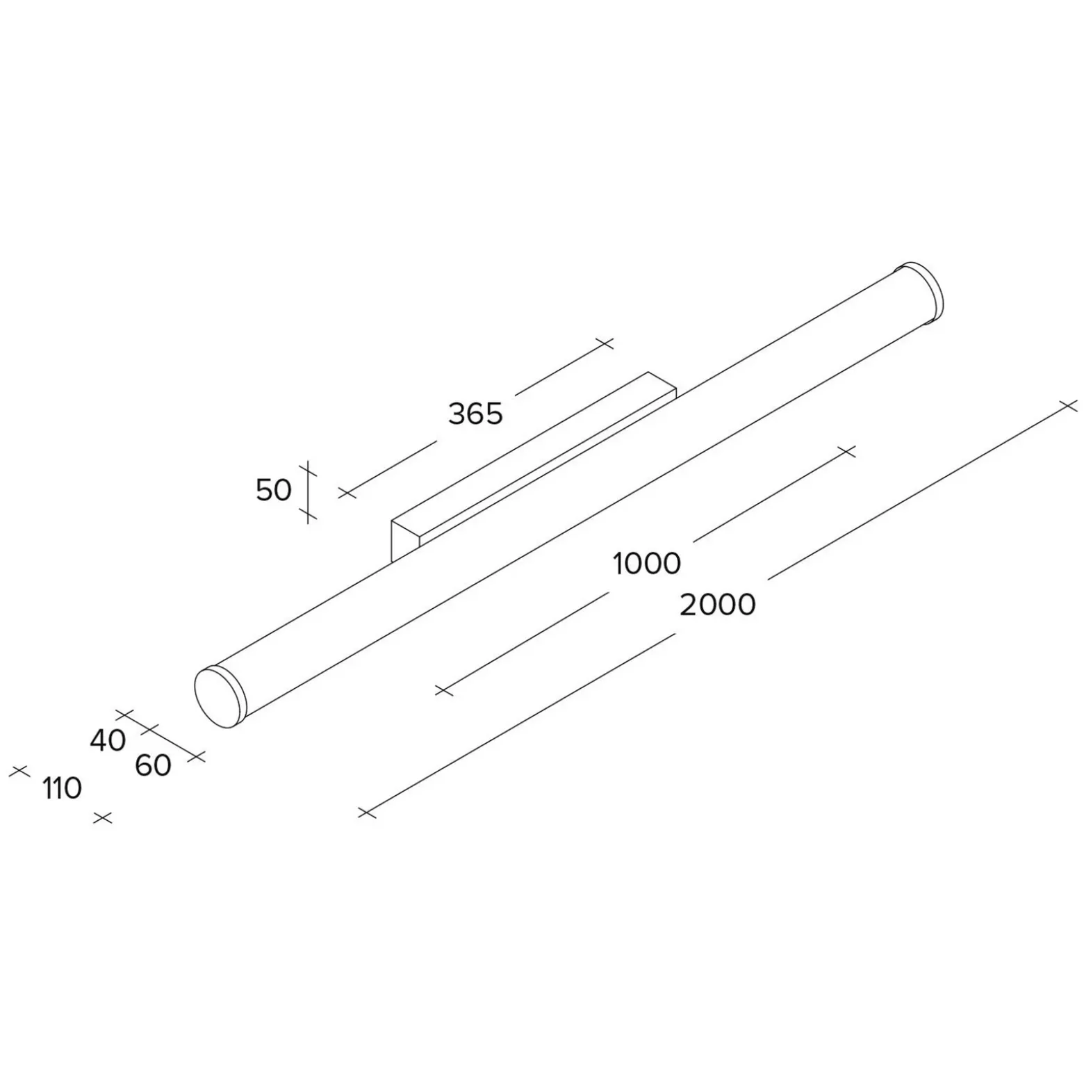 Aplique de pared LED Pirgos, 200 cm de ancho, blanco, plástico