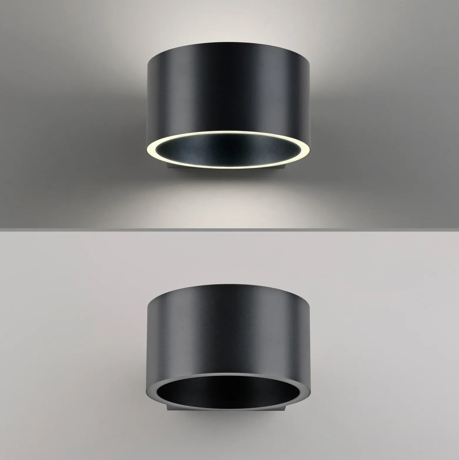 Aplique de pared LED PURE Clipse, gris, aluminio, Ø 15 cm