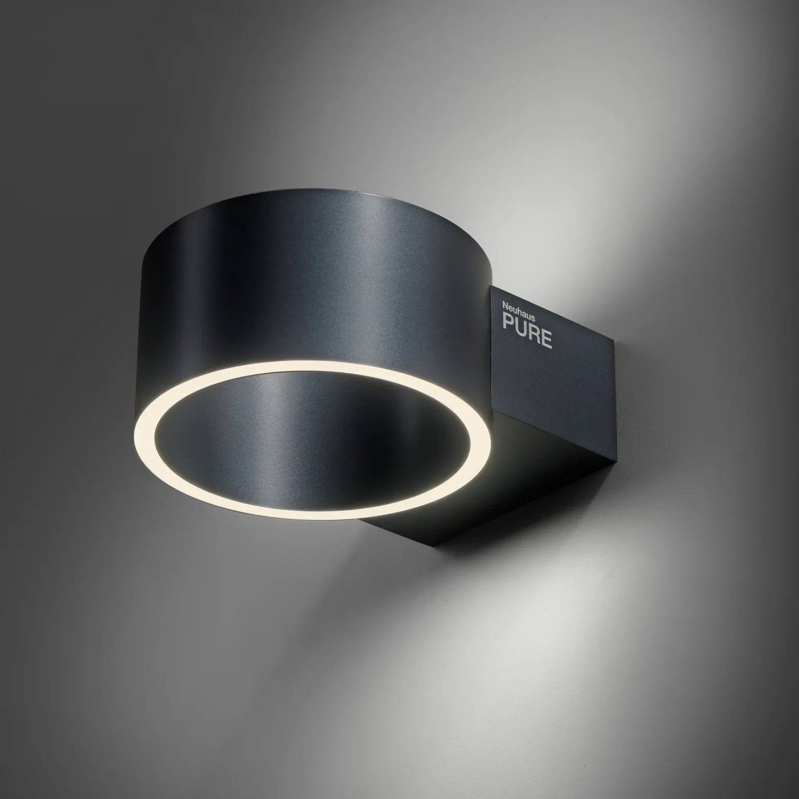 Aplique de pared LED PURE Clipse, gris, aluminio, Ø 15 cm