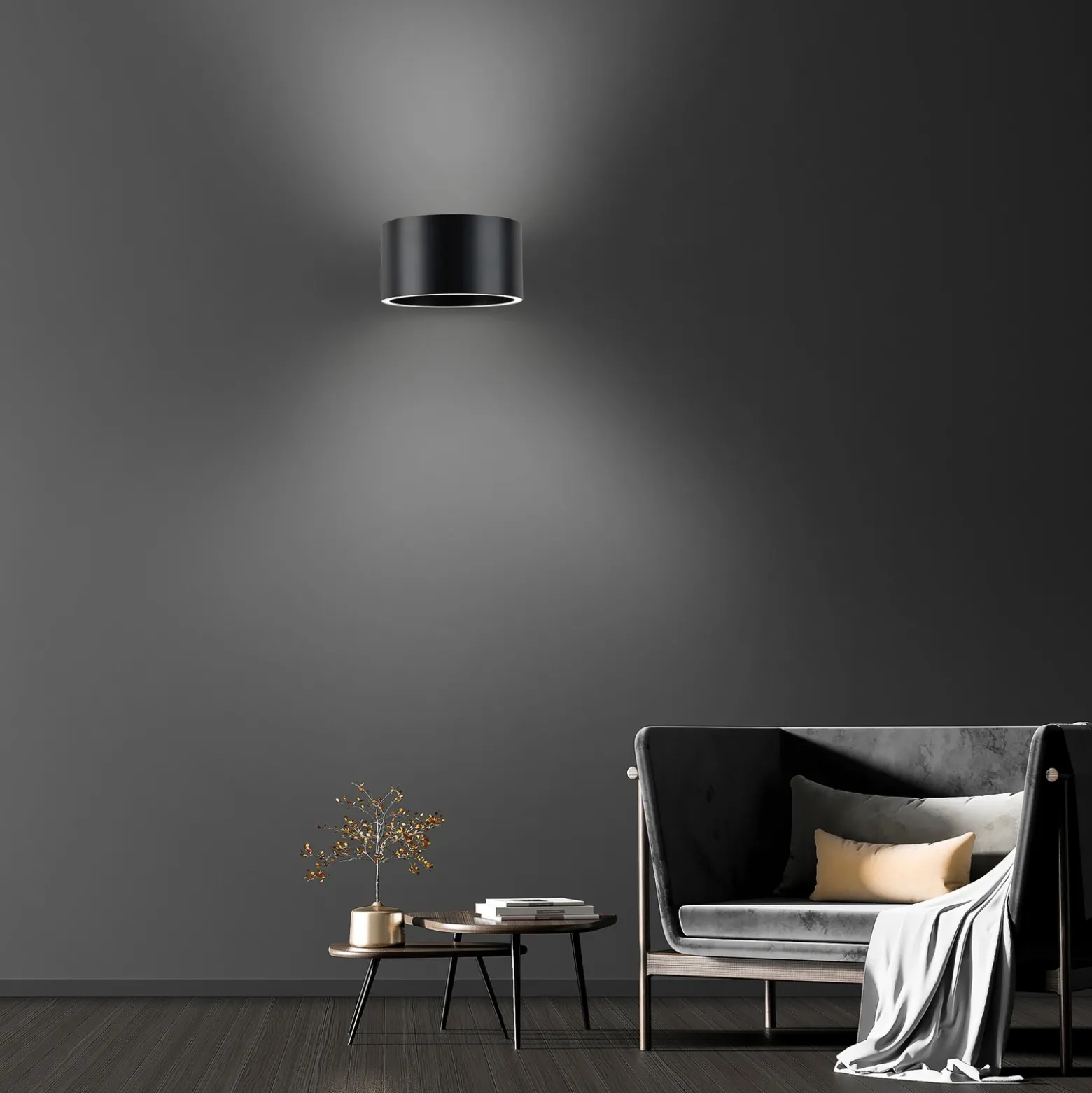 Aplique de pared LED PURE Clipse, gris, aluminio, Ø 15 cm